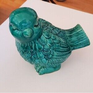 Urban Trends Large Ceramic Crackle-Glaze Turquoise Bird Figurine, 8" Tall